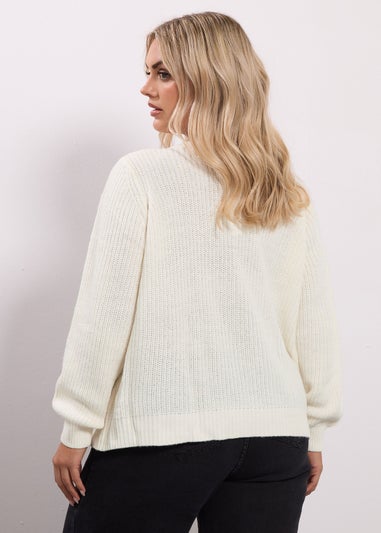 Yours Ivory White Satin Bow Front Cardigan