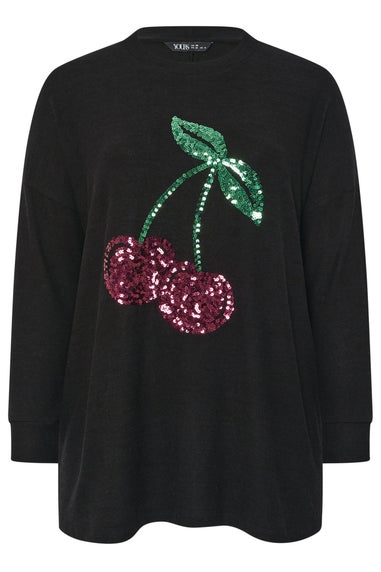 Yours Black Cherry Sequin Embellished Jumper