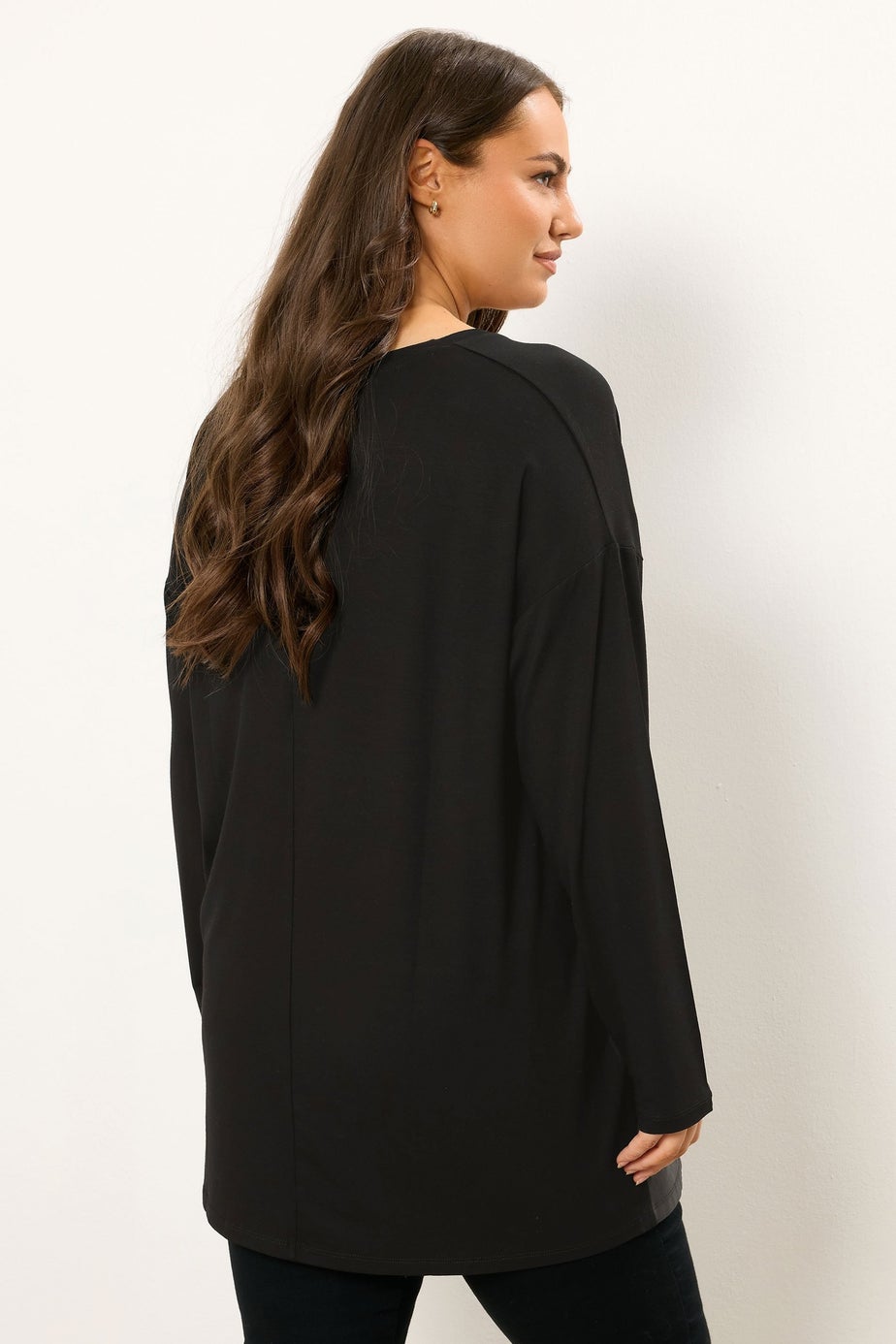 Yours Curve Black Faux Leather Leopard Block Jumper