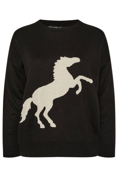Yours Curve Black Western Horse Jumper