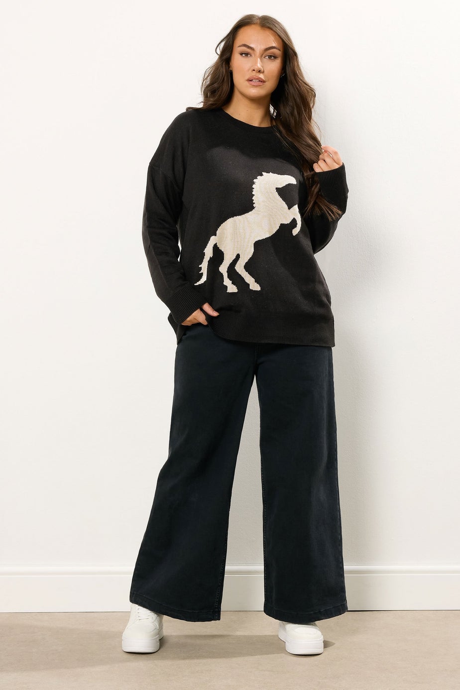 Yours Curve Black Western Horse Jumper