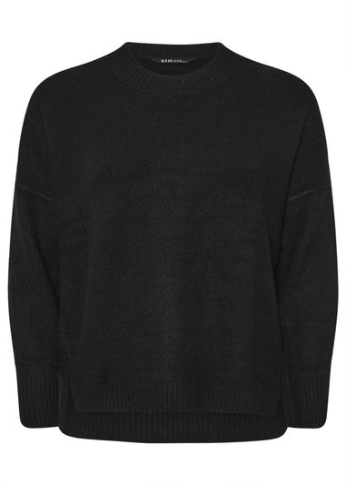 Yours Black Drop Shoulder Seam Detail Jumper