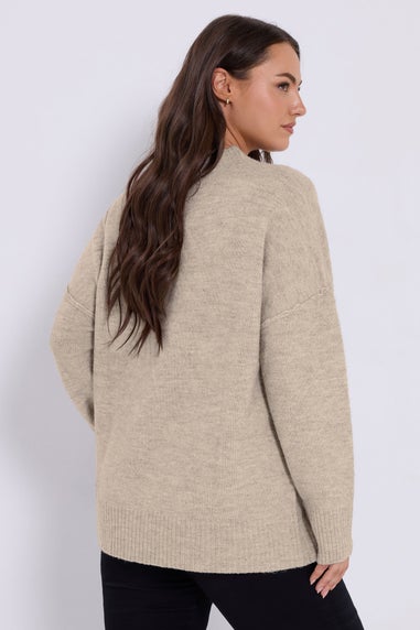Yours Beige Brown Drop Shoulder Seam Detail Jumper
