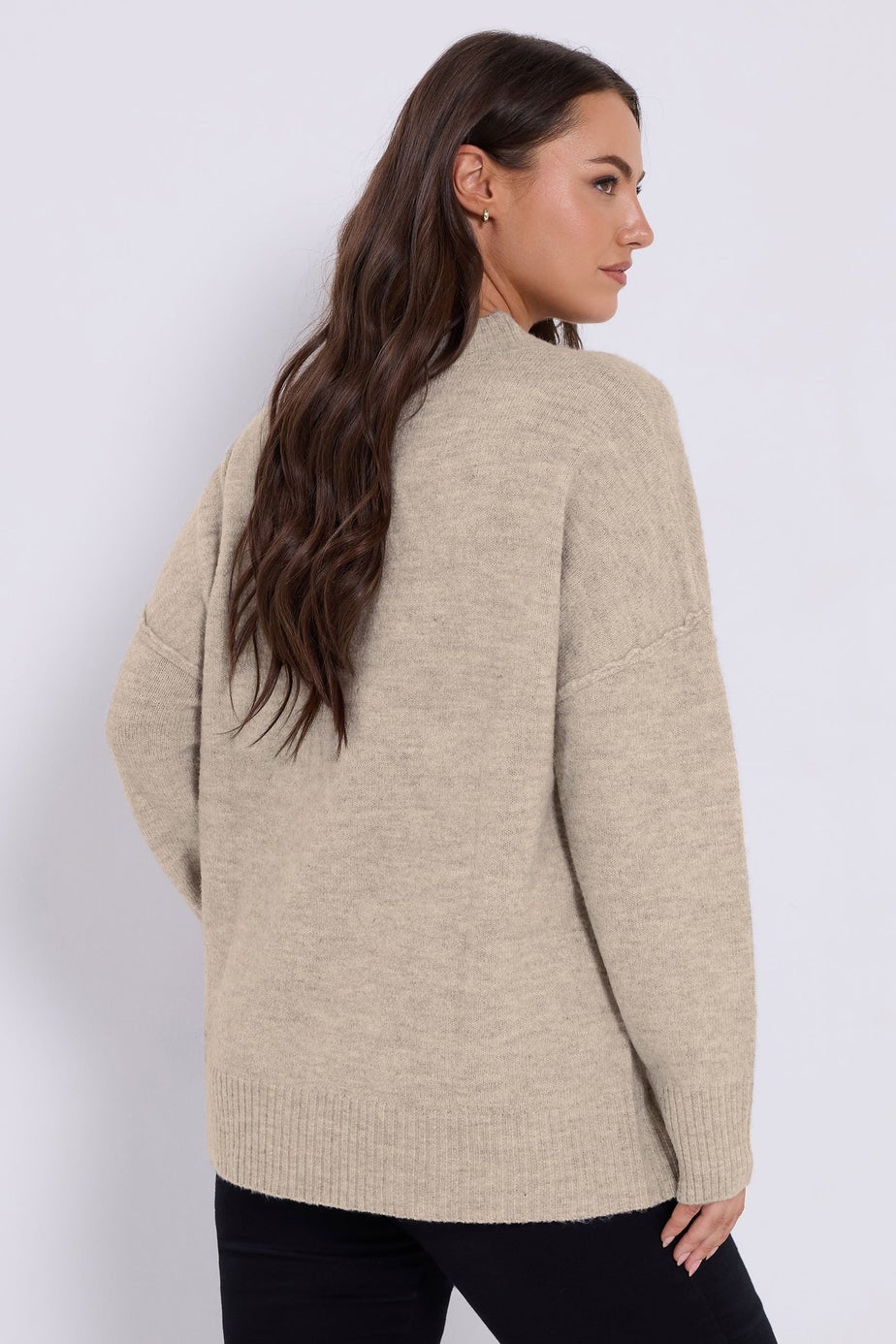 Yours Beige Brown Drop Shoulder Seam Detail Jumper