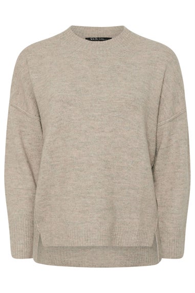 Yours Beige Brown Drop Shoulder Seam Detail Jumper