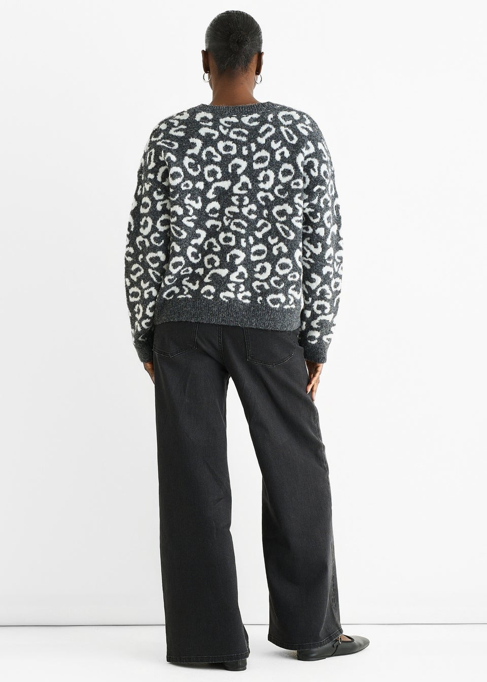 Gini London Grey Animal Pattern loose Fit Knit Jumper