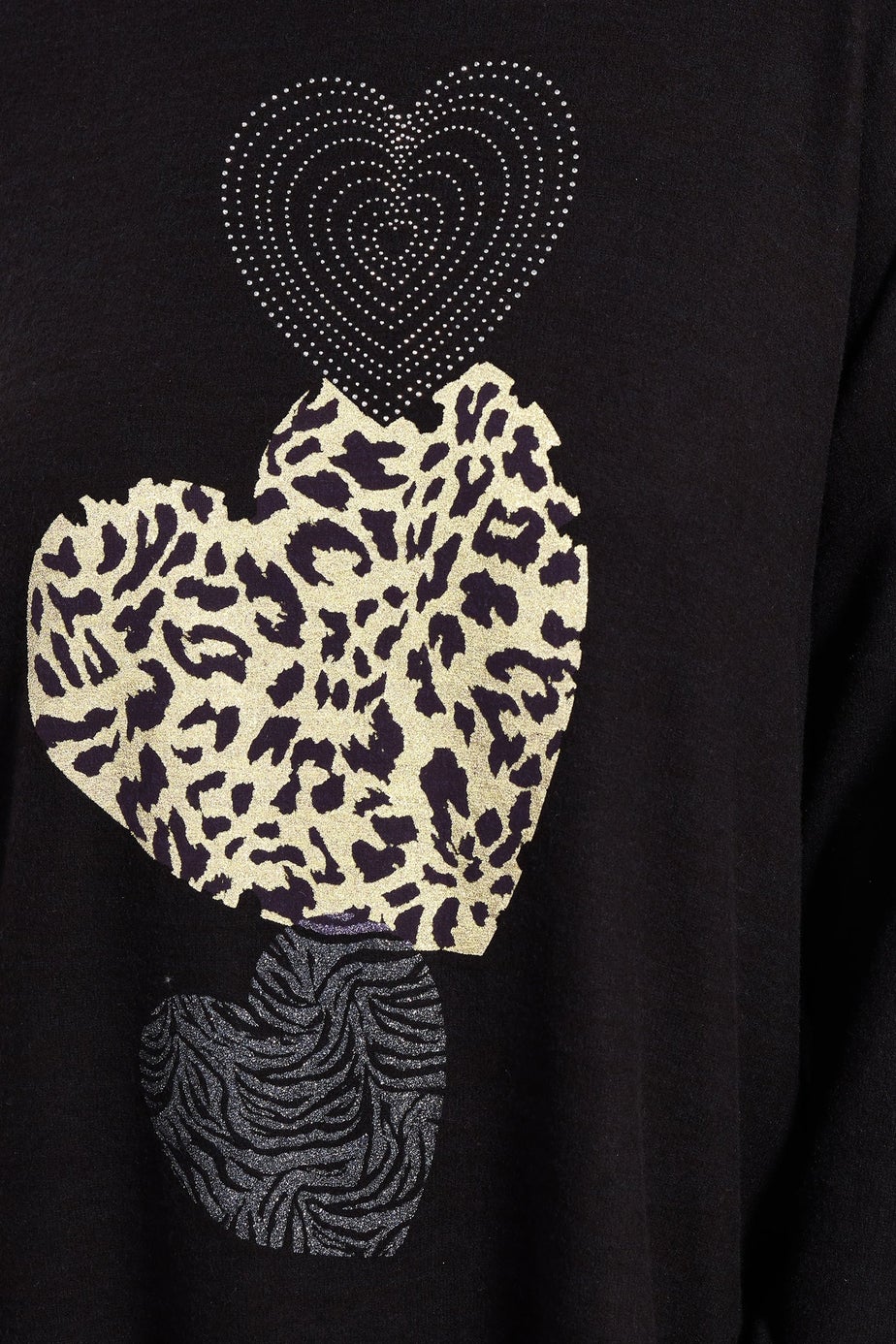 Yours Black Animal Print Heart Soft Touch Jumper