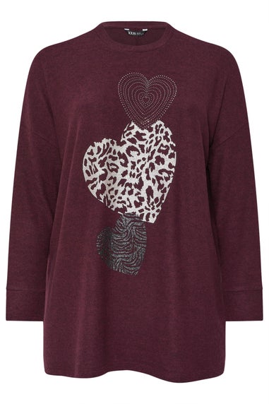 Yours Purple Embellishment Heart Jumper