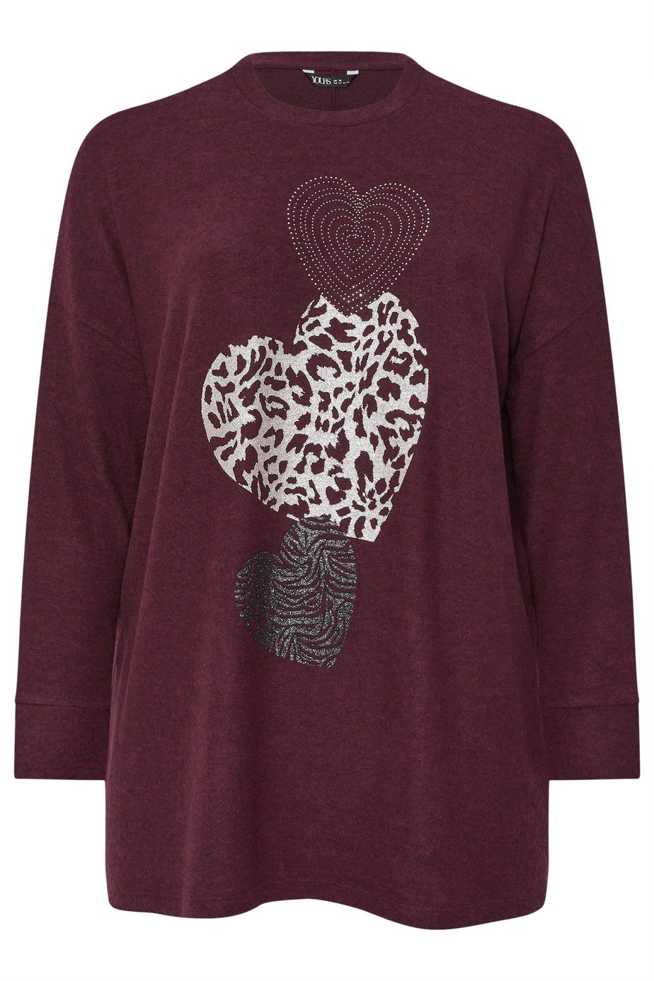 Yours Purple Embellishment Heart Jumper