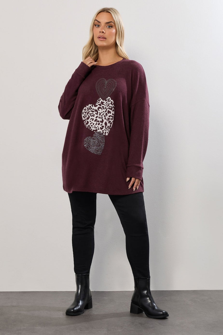 Yours Purple Embellishment Heart Jumper
