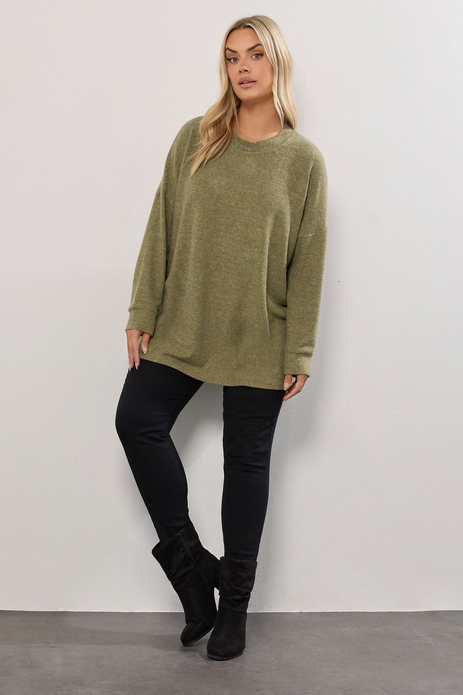 Yours Khaki Green Soft Touch Jumper