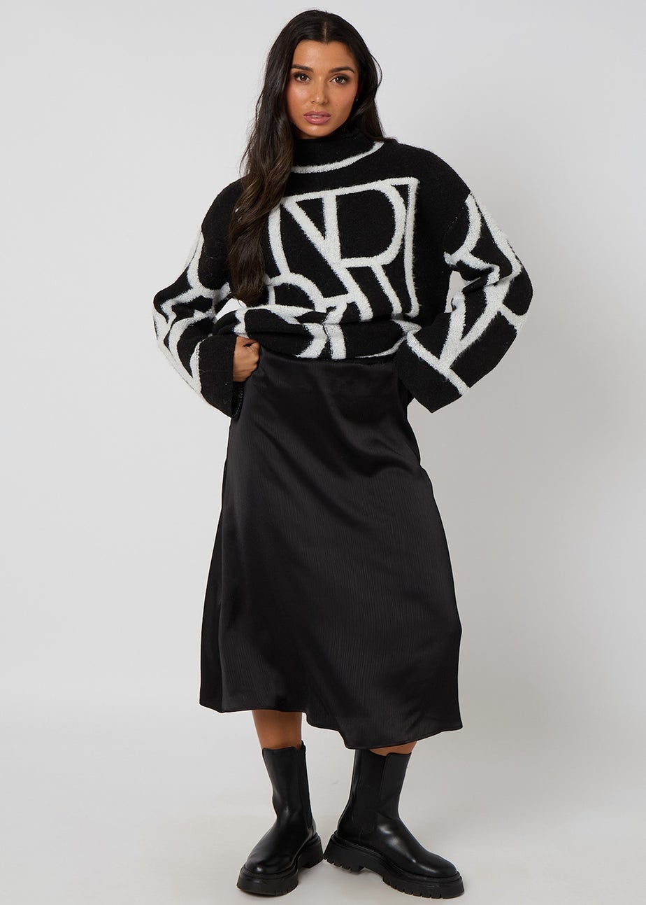 Urban Bliss Black Abstract Slogan Jumper