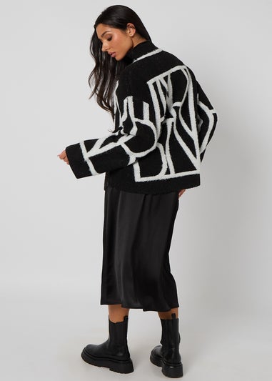 Urban Bliss Black Abstract Slogan Jumper