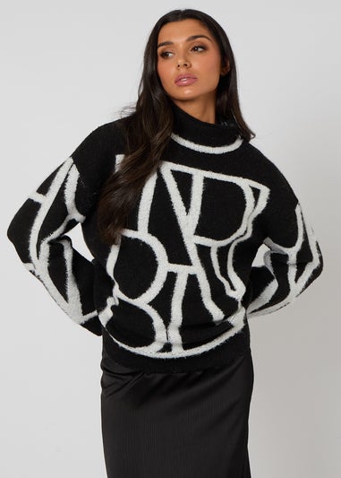Urban Bliss Black Abstract Slogan Jumper