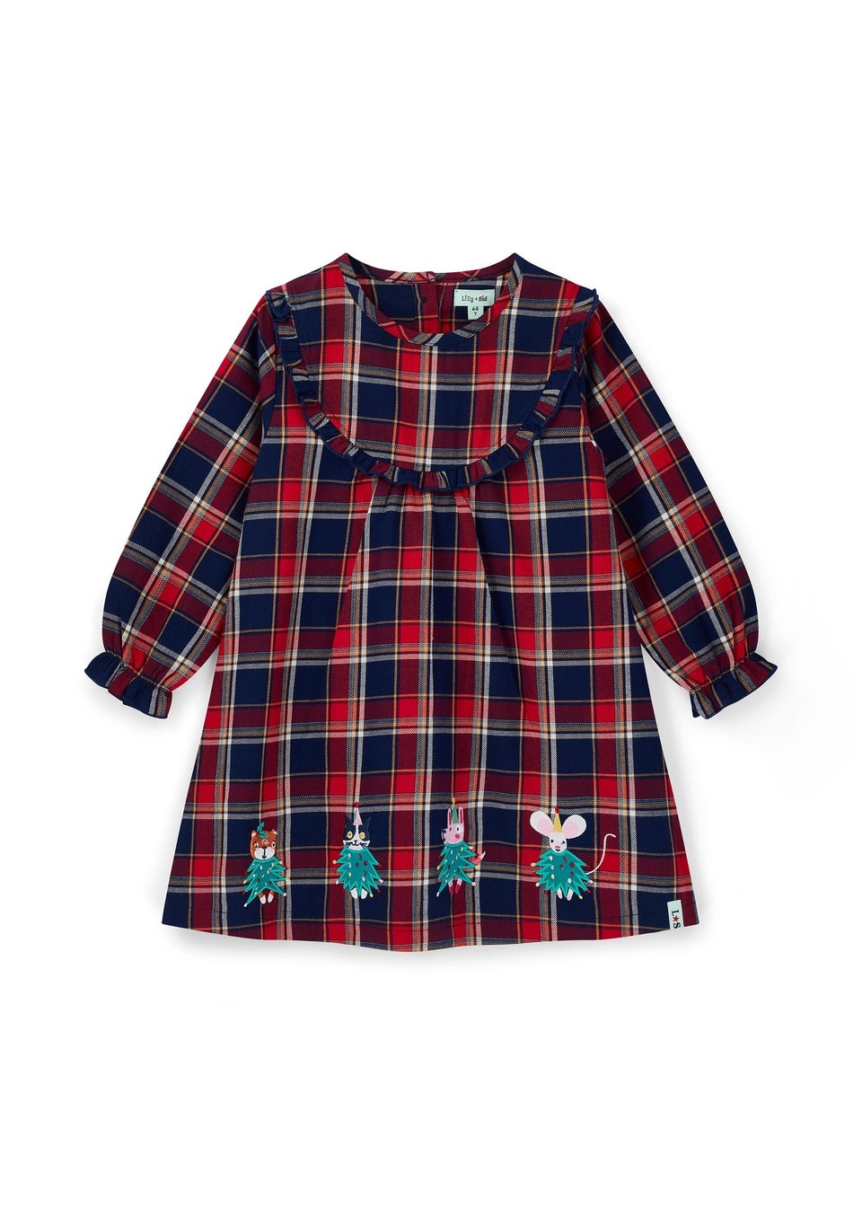 Lilly & Sid Organic Cotton Multi Tree Pets Check Dress (0-5 Years)