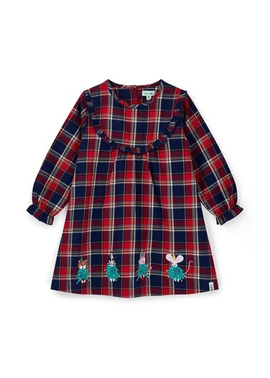 Lilly & Sid Organic Cotton Multi Tree Pets Check Dress (0-5 Years)