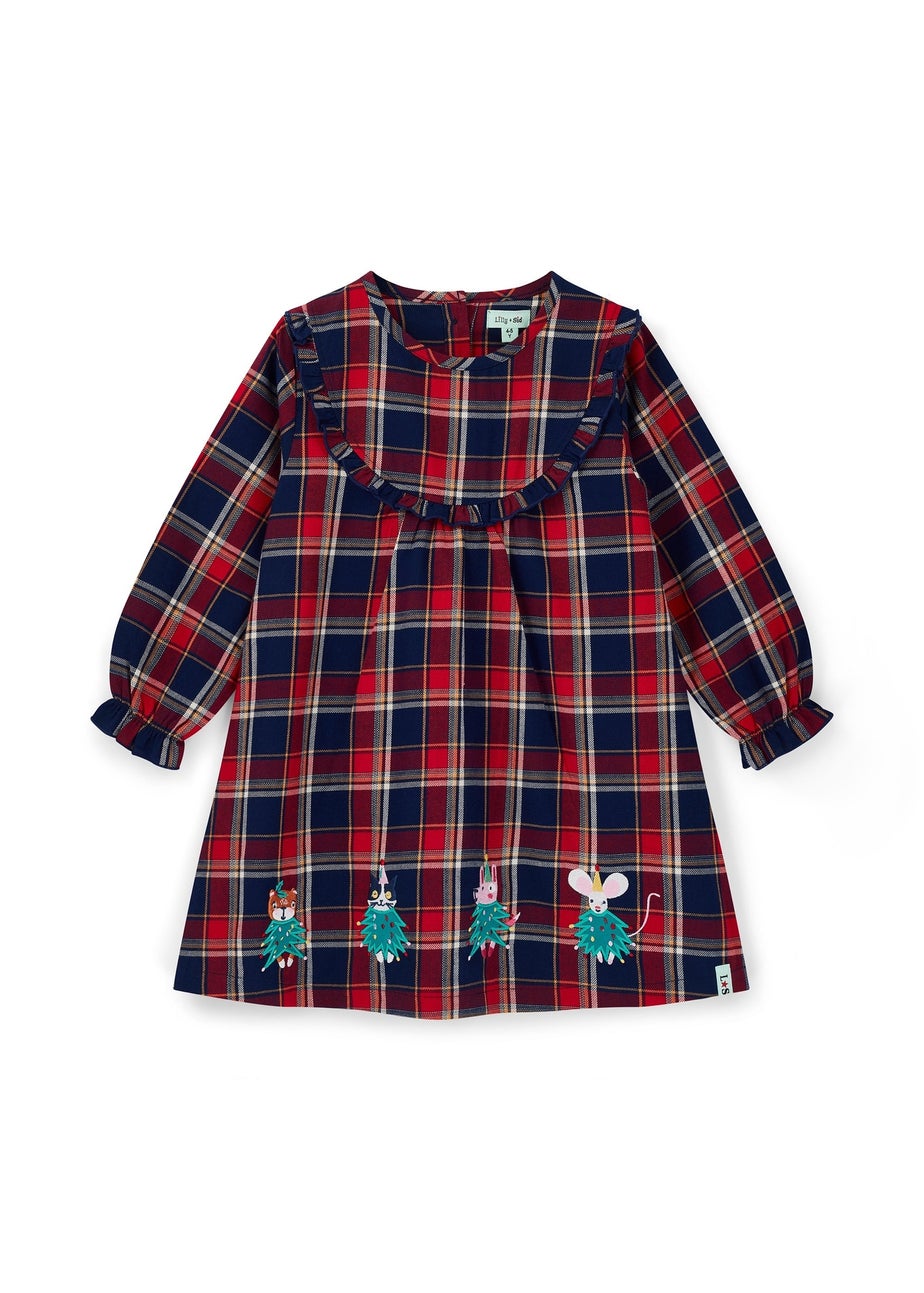 Lilly & Sid Organic Cotton Multi Tree Pets Check Dress (0-5 Years)