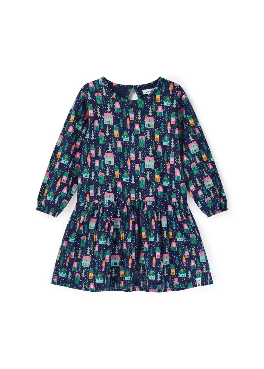 Lilly & Sid Organic Cotton Multi Christmas Village Dress (0-5 Years)