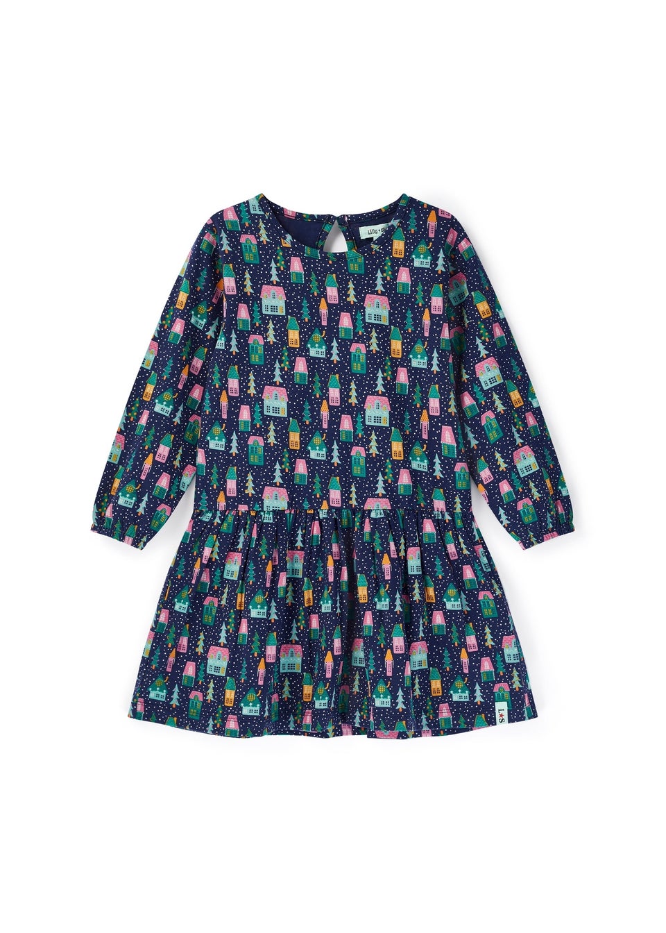 Lilly & Sid Organic Cotton Multi Christmas Village Dress (0-5 Years)