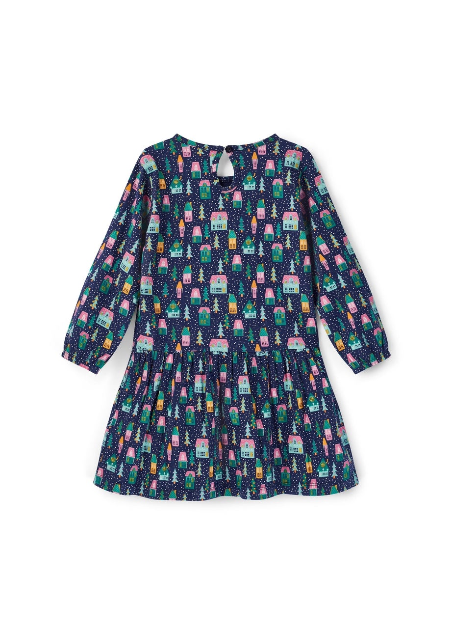 Lilly & Sid Organic Cotton Multi Christmas Village Dress (0-5 Years)