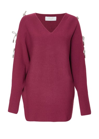 Quiz Burgundy Knitted Batwing Jumper