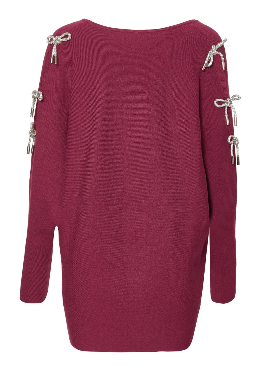 Quiz Burgundy Knitted Batwing Jumper