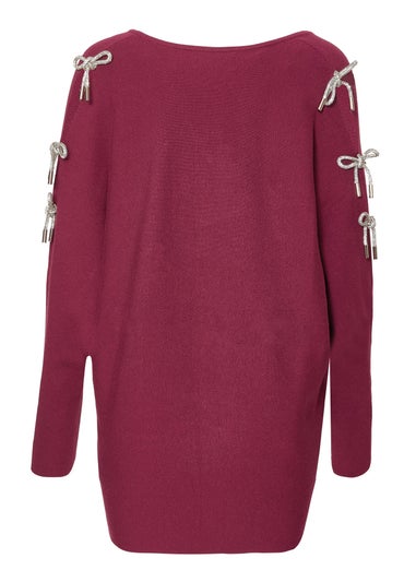 Quiz Burgundy Knitted Batwing Jumper