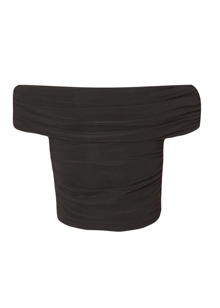 Quiz Black Bardot Crop Top