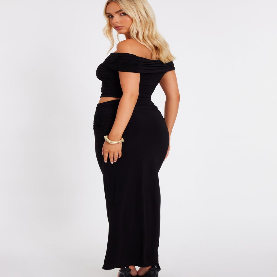 Quiz Black Bardot Crop Top