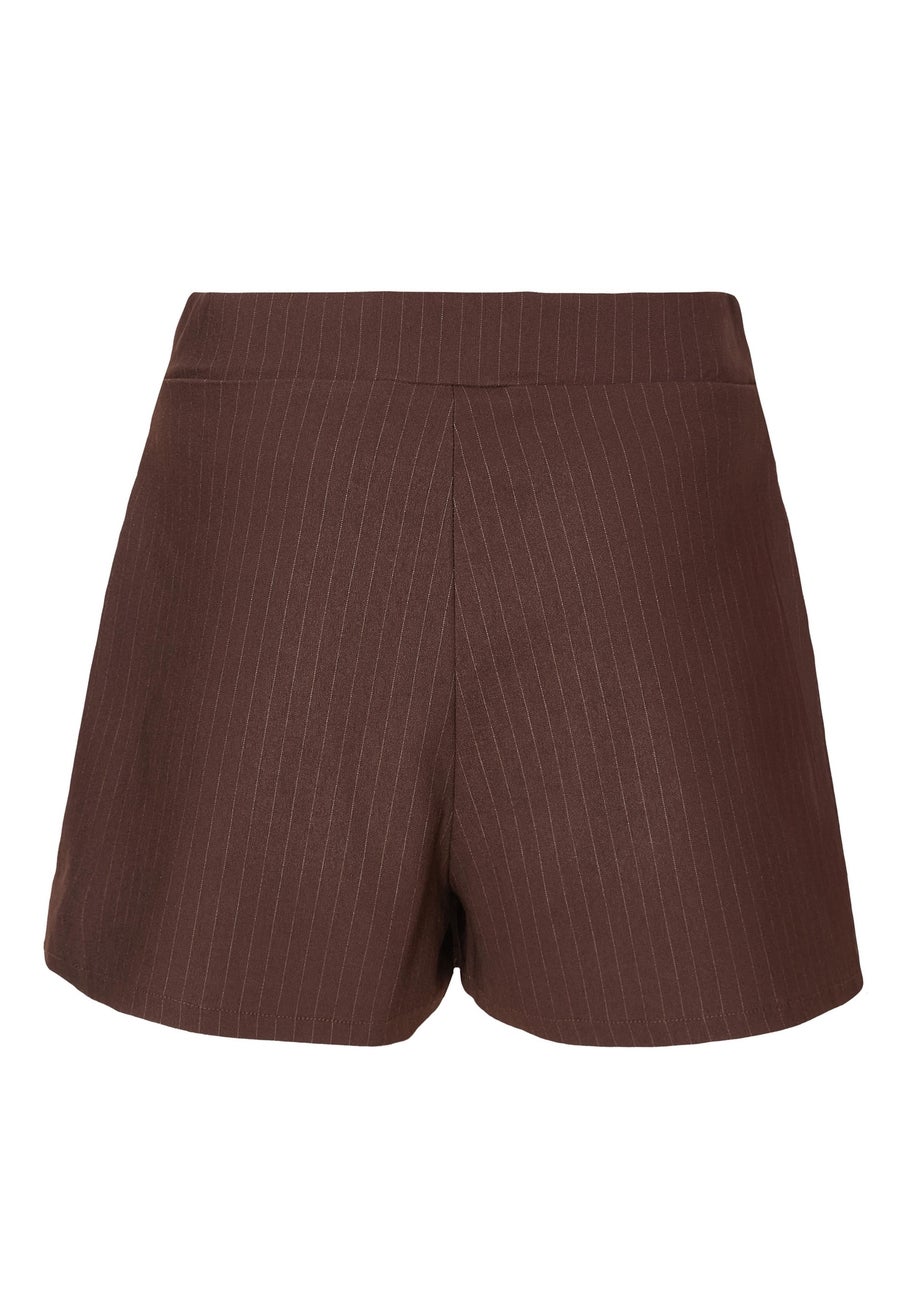 Quiz Brown Pinstripe Wrap Skort