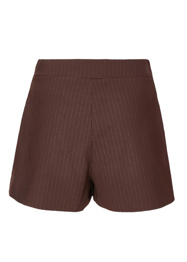 Quiz Brown Pinstripe Wrap Skort
