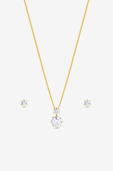 Jon Richard Gold Plated & Cubic Zirconia Round Drop Box Set Gift Box