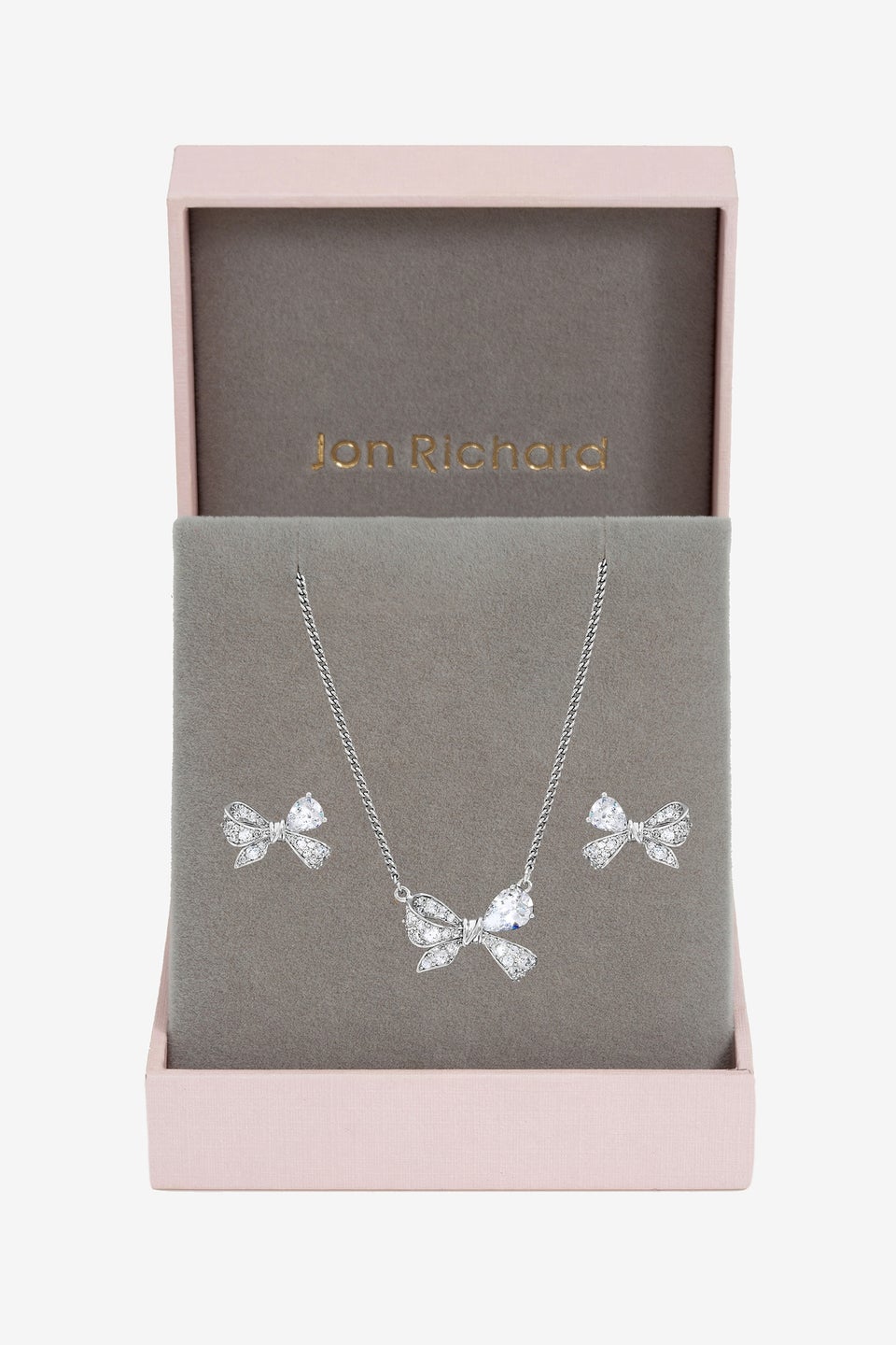 Jon Richard Rhodium Plated Bow Box Set Gift Box
