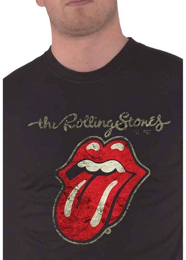 The Rolling Stones Black Plastered Tongue T-Shirt