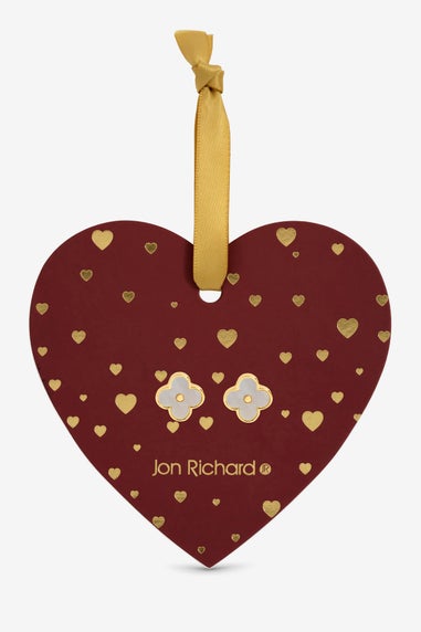 Jon Richard 18K Gold Plated & Mother of Pearl Clover Earrings Hanging Heart