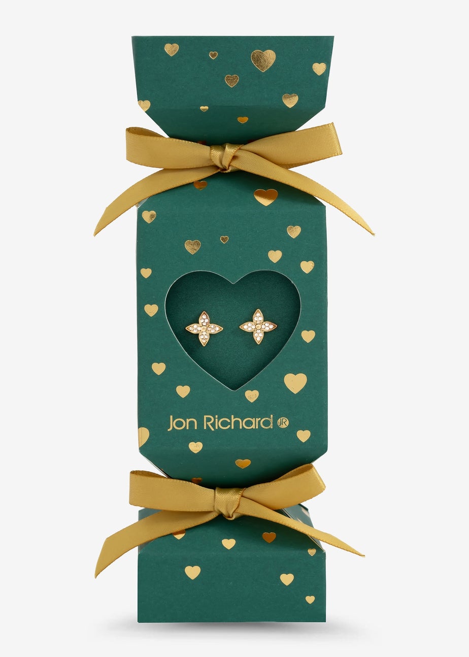 Jon Richard 18K Gold Plated Clover Earrings Gift Cracker
