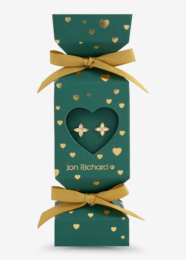 Jon Richard 18K Gold Plated Clover Earrings Gift Cracker