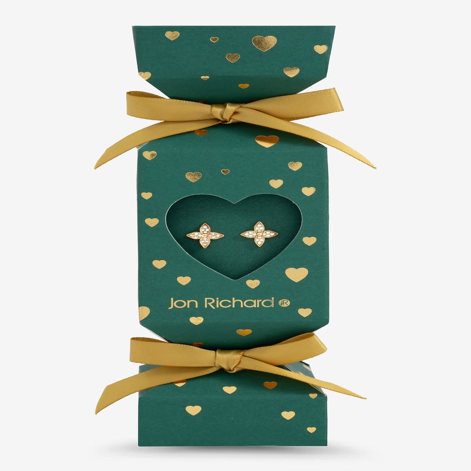 Jon Richard 18K Gold Plated Clover Earrings Gift Cracker