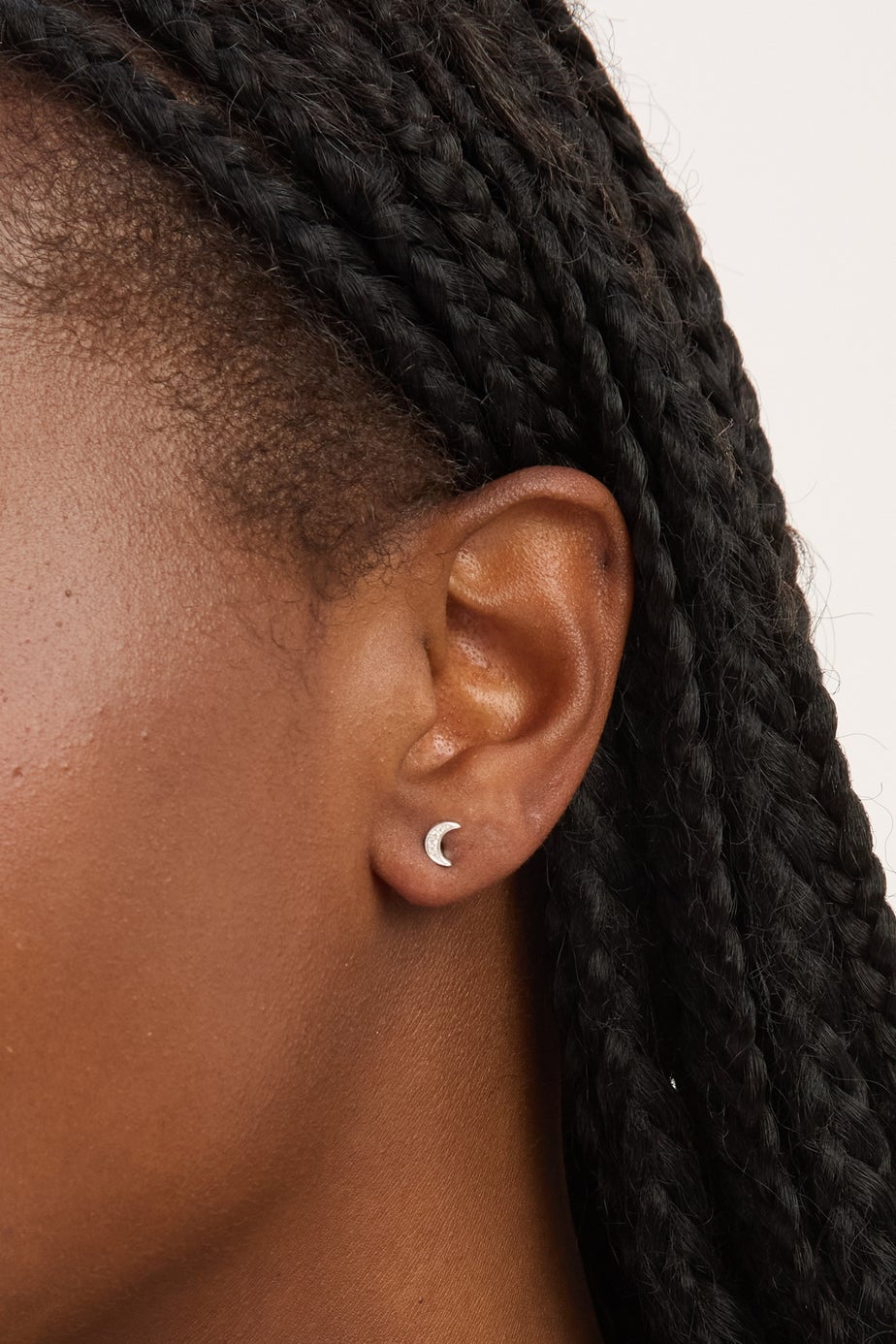 Simply Silver Sterling Silver 925 Mini Pave Crescent Stud Earrings