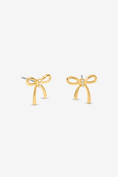 Jon Richard 18K Gold Plated Bow Earrings Hanging Heart