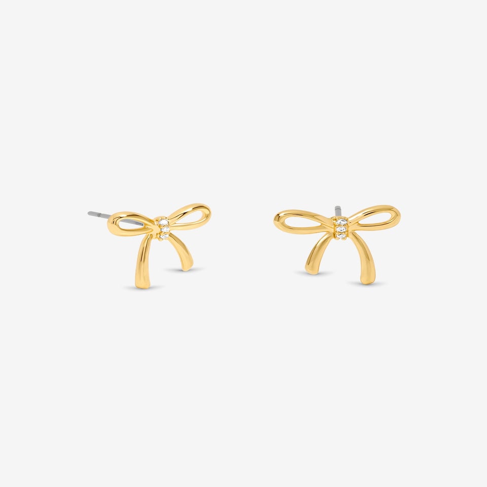 Jon Richard 18K Gold Plated Bow Earrings Hanging Heart