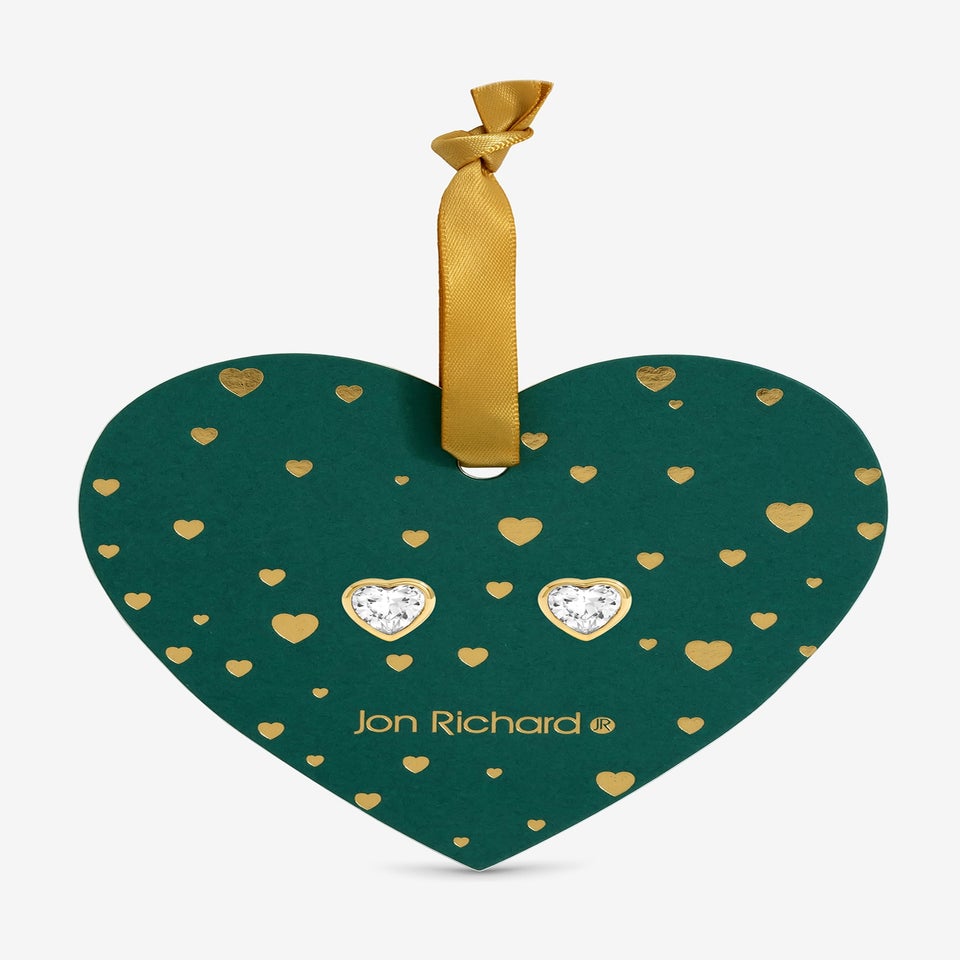 Jon Richard Gold Plated Cubic Zirconia 18K Crystal Heart Studs Hanging Heart