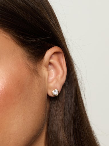 Jon Richard Gold Plated Cubic Zirconia 18K Crystal Heart Studs Hanging Heart