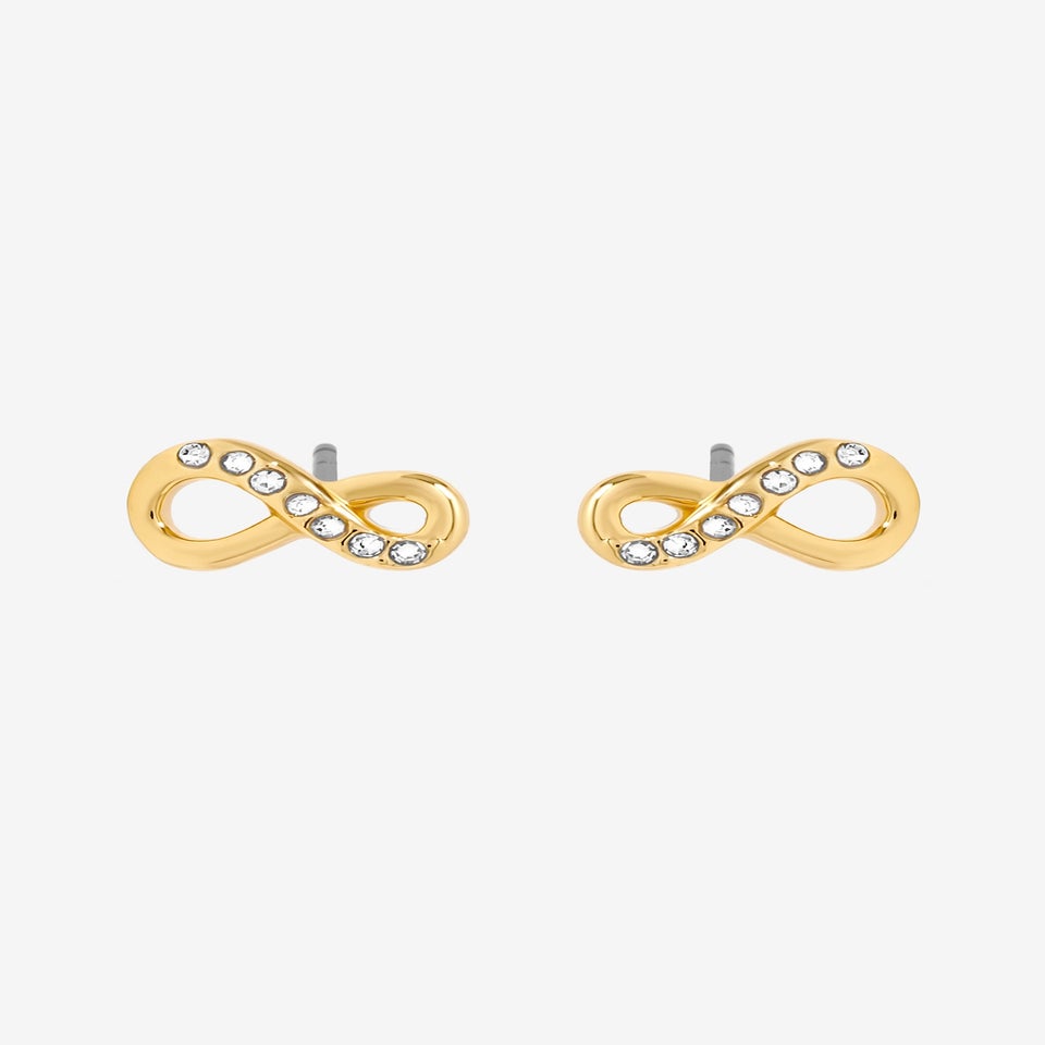 Jon Richard 18K Gold Plated Pave Infinity Earrings Hanging Heart