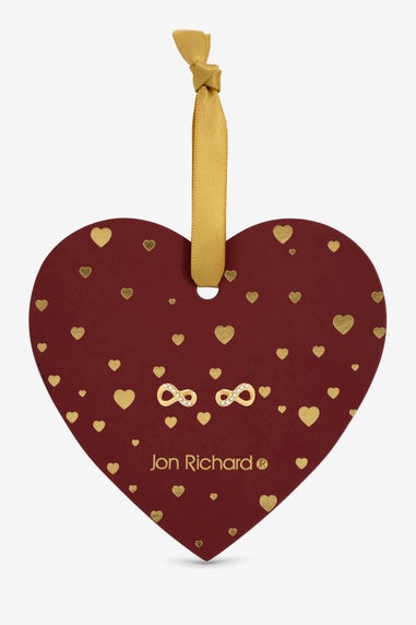 Jon Richard 18K Gold Plated Pave Infinity Earrings Hanging Heart