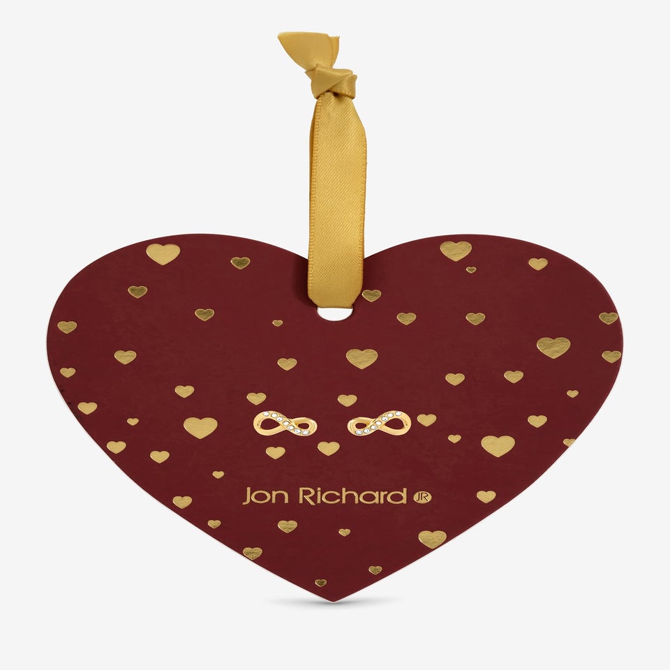 Jon Richard 18K Gold Plated Pave Infinity Earrings Hanging Heart