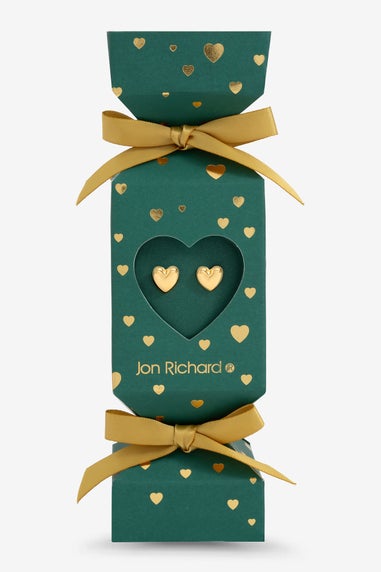 Jon Richard 18K Gold Plated Heart Earrings Gift Cracker