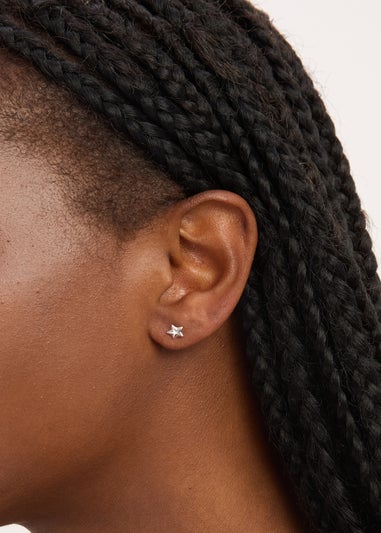 Simply Silver Sterling Silver 925 Mini Polished Star Stud Earrings