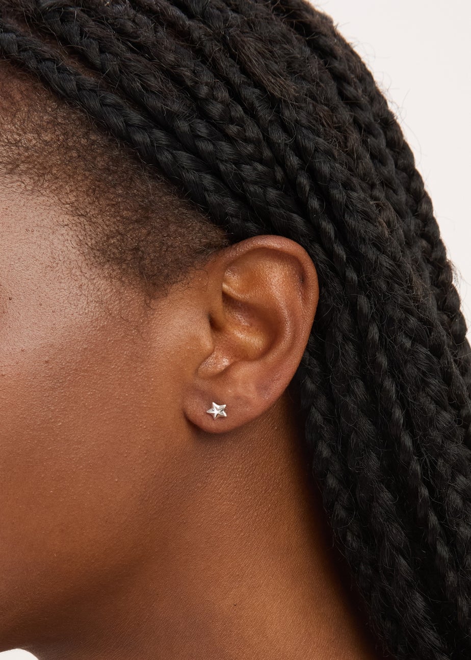 Simply Silver Sterling Silver 925 Mini Polished Star Stud Earrings