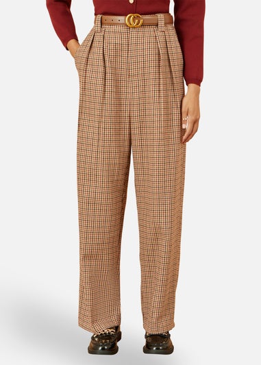 Yumi Brown Check Wide Leg Trousers
